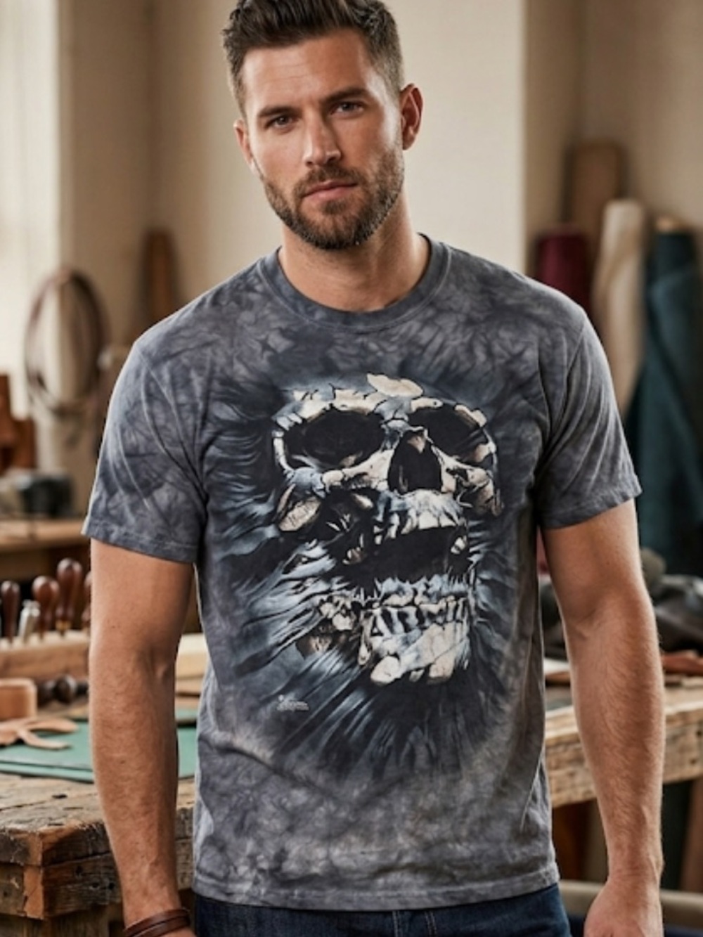 The Mountain Graphic Skull Print Gray T-Shirt